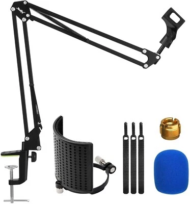 MOUKEY einstellbare Aufhängung Mikrofonarm Mikrofon Ständer mit Double Pop Filter