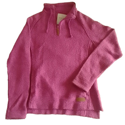 WEIRD FISH Damen Cerise Pink Popcorn Stoff Viertel Reißverschluss Fleece Größe UK 10