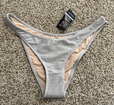Cotton On Body Women s Refined High Side Brazilian Bikini Bottom Metallic Size L