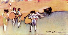 Bullfighters & Bull Waiting Next Move Pablo Picasso-17"x22" Fine Art Print-00317