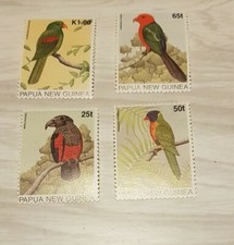 4 Timbres Nouvelle Guinée Perroquet/Oiseau 1996 Neuf