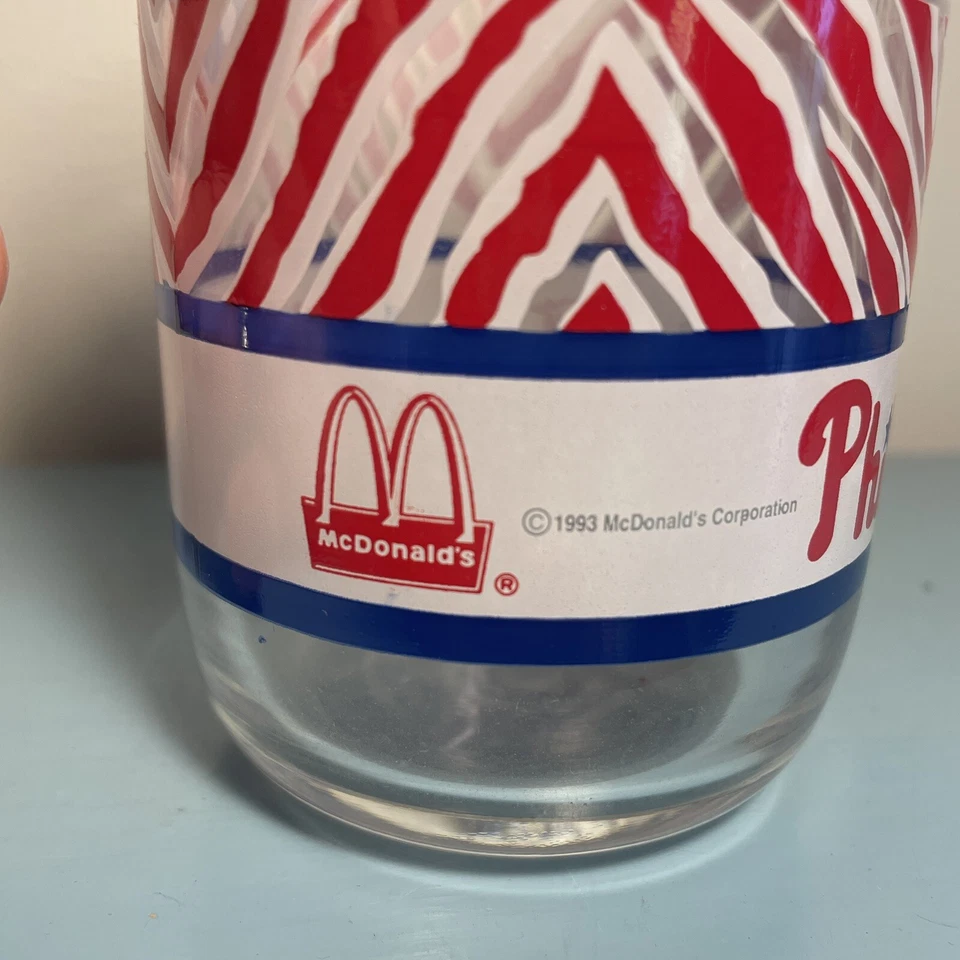 Vintage 1993 McDonalds Coca Cola MLB Phillies Zubaz set Of 4 glasses - Image 2 of 4