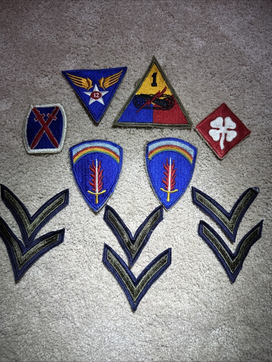 Genuine WWII US Army 1st Armored, RARE USAF 12th Air Force Wings, 4th  Infantry | eBay