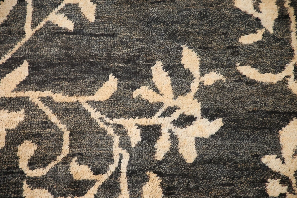 Floral Transitional Nature Print Moroccan Area Rug 6'x8' Hand-made Jute Carpet - Image 4 of 4