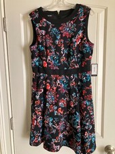 NWT Women's Size 12 Black Floral Nine West Sleeveless Dress
