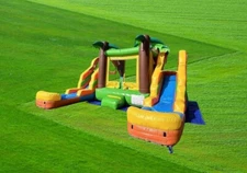 NEW! DUAL LANE TROPICAL DE LUXE INFLATABLE COMBO BOUNCE W/ POOL 100% PVC .