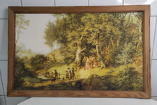 vecchio quadro murale in ottime condizioni - paesaggio/società di nozze 60x45cm