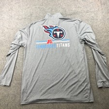 Tennessee Titans Pullover Men Large Gray Long Sleeve Logo Spell Out 1/4 Zip
