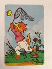 Ginger Cat & Butterfly Flowers Vintage 1970s Newsagent Kids Children Swap Card