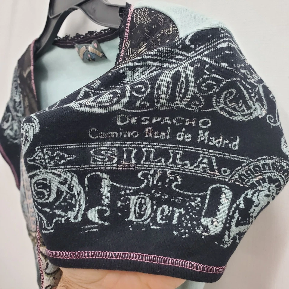 Camiseta Babydoll Vanilla Sugar Petite Y2K Aqua Madrid Estampado Mixto Decoupage Encaje PL Foto 4 de 4