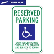 Tennessee Handicap Parking Sign, Reserved Parking,
