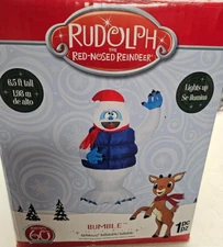 Gemmy 6.5ft Tall Bumble in Blue Puffer Vest Christmas Inflatable