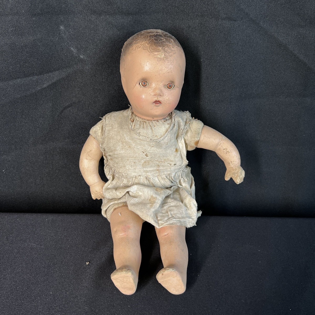 Antique 1930's Horsman Composition Doll Tin Sleepy Brown Eyes 14