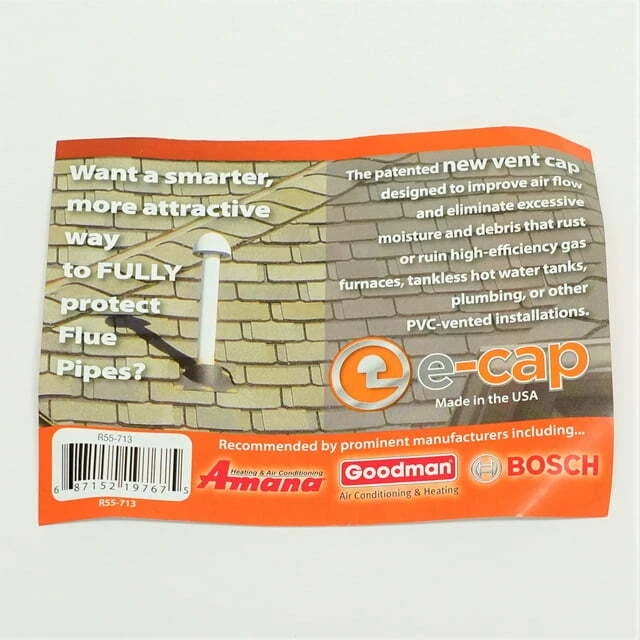 Supco ECAP321 PVC Rooftop Cap Flue Cap Vent Plumbing 1-1/2", 2", 3" Pipe Size - Image 3 of 4