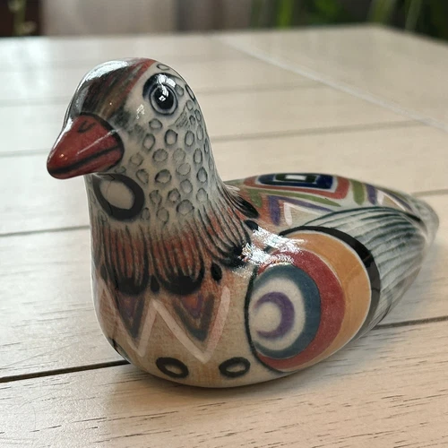 Ken Edwards Tonala Pottery Bird Dove Hand Painted Signed KE Mexico (Little Bug)