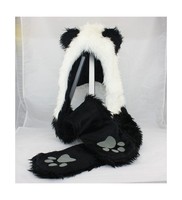 Panda Animal Hood Faux Fur Hat With Warm Scarf Mittens Ears And... Free Shipping Panda Animal Hood Faux Fur Hat With Warm Scarf Mittens Ears And... Free Shipping