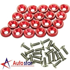 20pcs Red Billet Aluminum Fenderbumper Washerbolt Engine Bay Dress Up Kit
