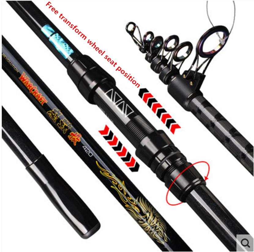 Carbon telescopic sea beach pier boat surf fishing rod spinning rod CW:100-250g