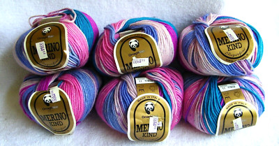 6 Ball Lot Ornaghi Filati ''Merino Kind'' Worsted Merino Hydrangea Bouquet Yarn