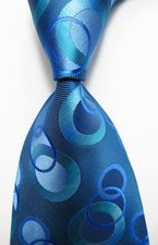 New Classic Dot Sea Blue JACQUARD WOVEN 100 Silk Men's Tie Necktie