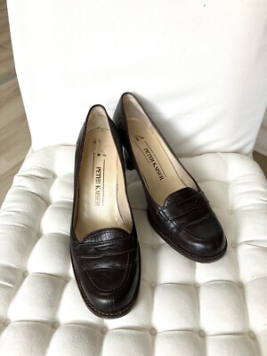 Pumps Peter Kaiser Gr. 5 DunkelBraun Leder Mokassin Absatzhöhe 7 cm
