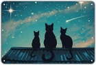 Three Black Cats Tin Metal Signs Home Décor Vintage Cats Silhouette Print Aesthe