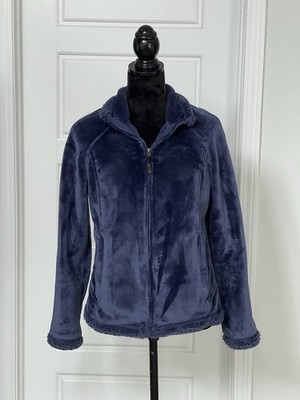 EUC GreenTea Deep Blue Velour Teddy Jacket, Zip Up, Cozy, Pockets, Soft, Small