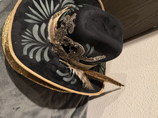 Black & Gold Men s Wide Brim Cowboy Hat with ...
