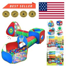 Colorful Jungle Play Tent with Crawl Tunnel - 5pc Kids Fun Set for Easy Play