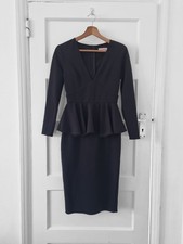 Pink Boutique Black Peplum Midi Dress - Size UK 6