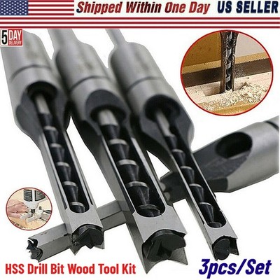 Square Hole Woodworking HSS Drill Bit Chisel Mortising Mortise Wood Tool Kit Set