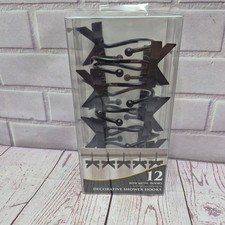 12 Pack Black Bow Metal Decorative Shower Curtain Hooks Set