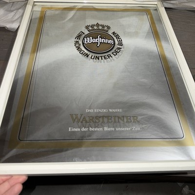 Vintage German Warsteiner Embossed Beer Mirror Sign 3D Bar 21 X 16 in.