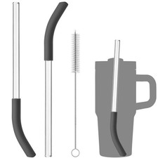 2 Pack Glass Straw for Ninja BlendBOSS Personal Smoothie Blender Tumbler, Reu...