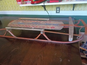 Vintage Sled Yankee Molipped Wood Top Metal Runners Used