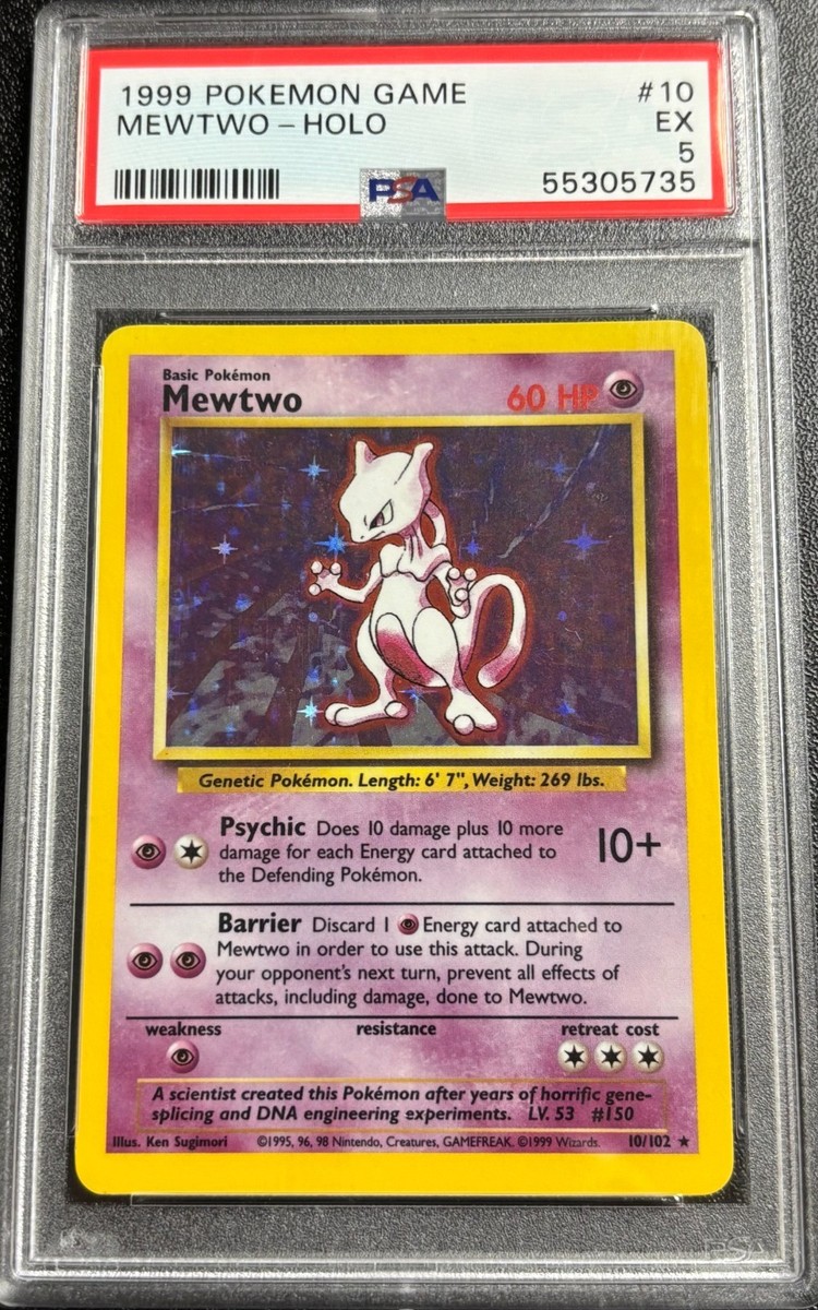 PSA 5 Mewtwo Holo 10102 Base Set 1999 Pokemon Card | eBay