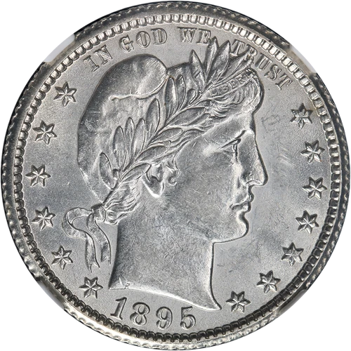 1895-O Barber Quarter NGC AU58 Blast White Superb Eye Appeal Strong Strike