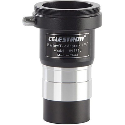93640 1.25 Inch Universal Barlow and T-Adaptor, Silver/Black