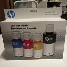 HP 31 CMY/32XL BLK INK BOTTLED INK CRTG 4-PK BLACK CYAN MAGENTA YELLOW