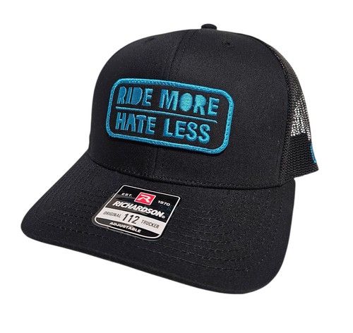 Central Clothing Company Ride More Hate Less Snap-back Trucker Hat, Black / Blue