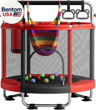 55" Trampoline for Kids with Enclosure, 440Lbs Capacity Indoor  Outdoor Toddler