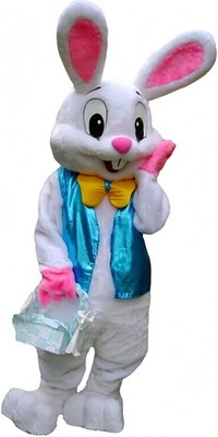 Easter Bunny Mascot Costume Rabbit Cartoon Fancy Party Dress Large, Sky Blue 