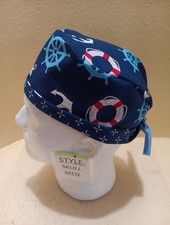 Nautical Logo Men's Skull/Chemo Surgical Scrub Hat/Cap Handmade
