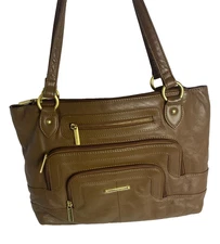 Stone Mountain Leather Bag Shoulder Handbag Purse Color Brown Sz Medium Pockets