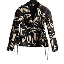 Cache Y2K Jacket Dark Animal Print Fitted Lace Up Sides Size XS Statement Glam