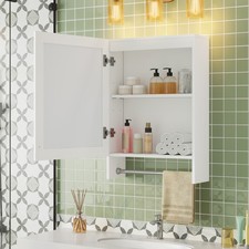 3-in-1 Wall Mount Medicine Cabinet w/ Mirror, Soft Close, White