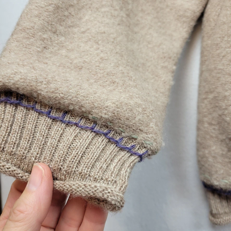 Cárdigan de lana floral diseño islandés vintage cremallera completa suéter abrigo talla L Foto 3 de 4