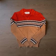 Vintage Boys Sears Acrylic Long Sleeve Sweater Polo Size 8