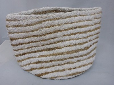 Geflochtener Korb gemeinsame Erde Baumwolle weiß Hanf Pflanztopf Aufbewahrung Halter 30cm/12''
