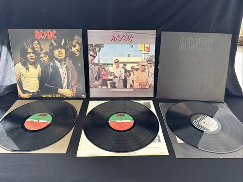 1st press - AC/DC - 3 LP Lot - Dirty Deeds + Back in Black CRC + Highway to Hell